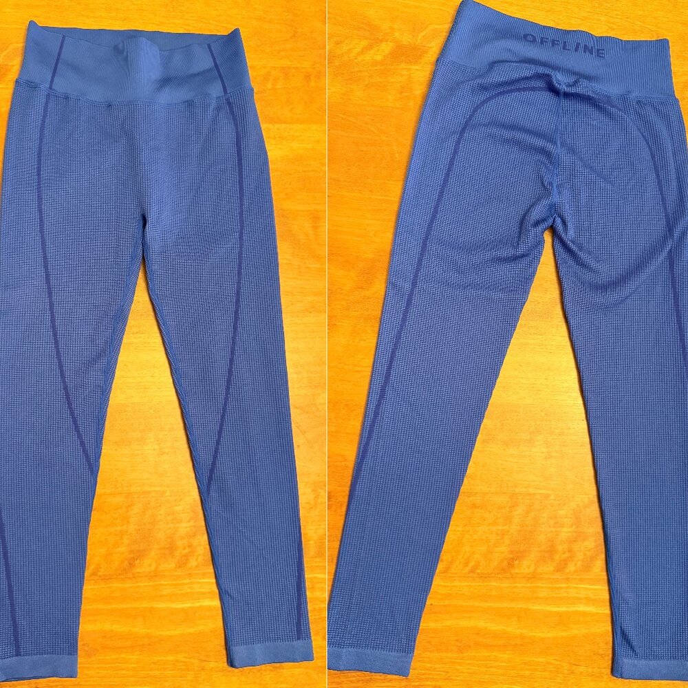 Offline by Aerie Seamless Blue Waffle Leggings Women's Size Large VEUC